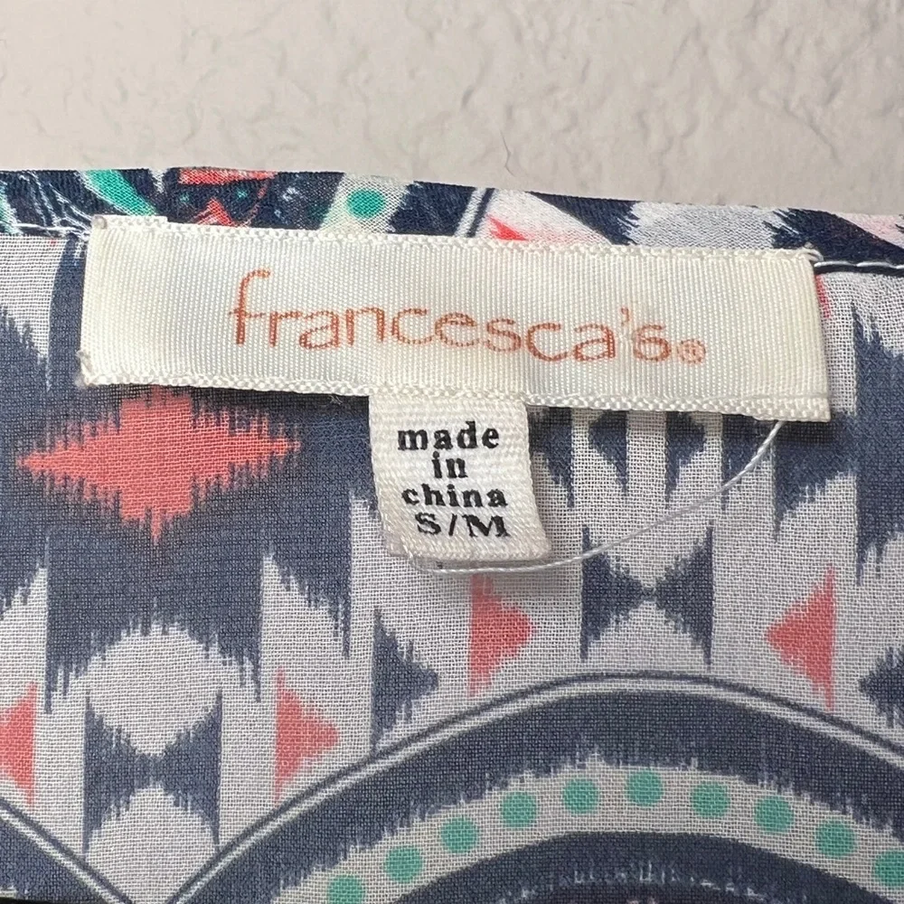 Francesca’s | Geometric Tribal Print Pattern Design Swim Cover Up Sheer